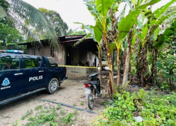 LOKASI kejadian wanita dipenggal sehingga putus kepala di Kampung Batu Machang, Jerek, Gua Musang, Kelantan. - IHSAN PDRM