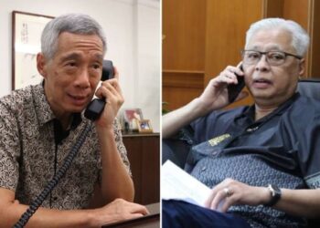 LEE Hsien Loong berkongsi gambar beliau menghubungi Ismail Sabri Yaakob bagi mengucapkan tahniah atas pelantikannya sebagai Perdana Menteri Malaysia. - FB LEE HSIEN LOONG