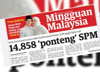 KERATAN laporan muka depan Mingguan Malaysia semalam.