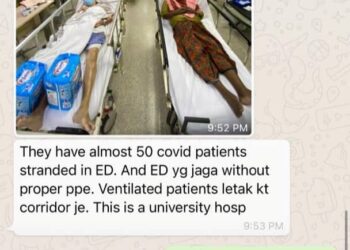 TANGKAP layar mesej tular WhatsApp mengenai dakwaan HCTM UKM tidak cukup PPE. 