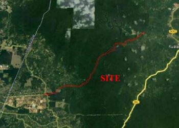 TANGKAP layar kawasan cadangan projek jalan raya baharu antara Kampung Gagu dengan Kampung Kampung Ulu Beranang di Negeri Sembilan. - FOTO/IHSAN JAS