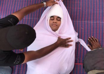 GAMBAR dimuat naik Farhan Asri di Instagramnya ketika melakonkan babak dikafankan dalam drama bersiri Menantu Tok Sintok.