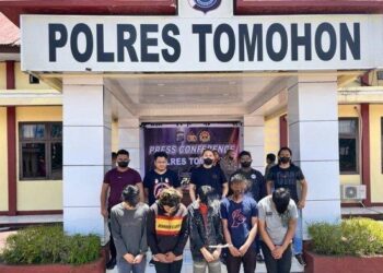 Lima suspek rogol gadis bawah umur di tahan oleh polis Temohon, Sulawesi Utara. - Tribunenews.