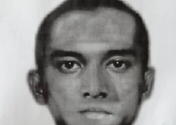 LAKARAN wajah suspek yang disyaki terlibat kejadian samun seorang suri rumah di Jalan Pasar, Bagan Datuk, Perak, Jumaat lalu. - IHSAN PDRM