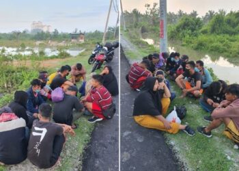 SEBAHAGIAN daripada 60 orang PATI ditangkap PGA Batalion 4 Semenyih apabila mereka cuba menyusup masuk di kawasan semak berdekatan Jalan Kampung Sungai Janggut, Jeram, Kuala Selangor, semalam.
