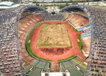 Pemandangan udara  keadaan Stadium Shah Alam.