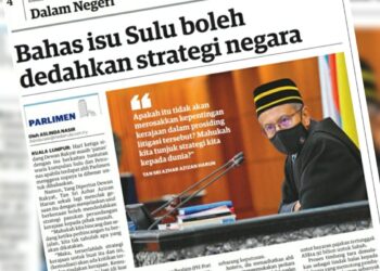 KERATAN laporan Utusan Malaysia berhubung isu tuntutan waris kumpulan Sulu.
