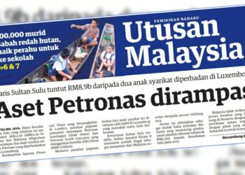 KERATAN laporan muka depan Utusan Malaysia 13 Julai 2022.