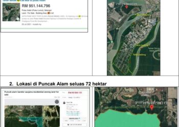 LOKASI dua kawasan didakwa beberapa NGO alam sekitar sebagai hutan simpan di Selangor dikatakan dijual secara dalam talian.