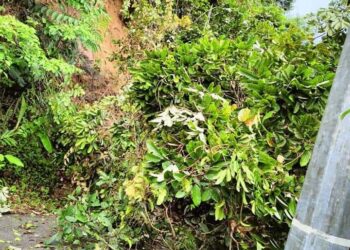 KEADAAAN tanah runtuh di hulu Padawan, Sarawak, semalam.