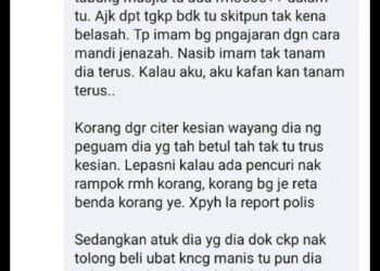 TANGKAP layar komen Seorang netizen menggunakan nama Tik Masak.