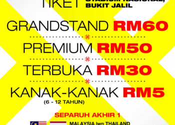 HARGA tiket separuh akhir pertama Piala AFF antara Malaysia menentang Thailand, Sabtu ini kekal seperti di peringkat kumpulan.