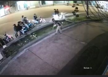TANGKAP layar memaparkan perbuatan khianat sekumpulan remaja termasuk tiga pelajar sekolah menengah yang menuang cecair pencuci baju ke dalam kolam hiasan di Kluang Parade, Johor.