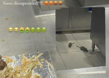 TANGKAP layar ciapan di Twitter memaparkan keadaan tikus di dalam dapur sebuah pusat beli-belah di Kuala Lumpur. 