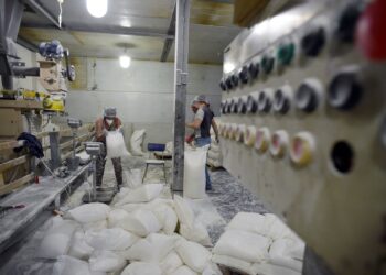 PEKERJA memproses bijirin di Melitopol, wilayah Zaporizhzhia, semasa tindakan ketenteraan Russia yang masih berterusan di Ukraine.-AFP