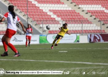 AKSI pemain wanita negara ketika aksi kelayakan Piala Asia 2022 September lalu.