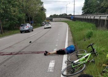 SEORANG warga emas yang menunggang basikal maut dalam kemalangan di Jalan Kuala Perlis-Changlun berhampiran laluan bertingkat Kampung Chempa Pauh, Arau,  hari ini.