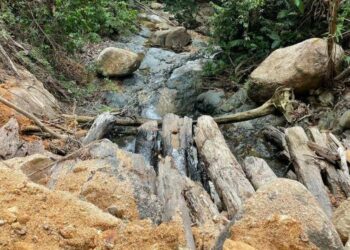 SALAH satu kawasan pembalakan yang berlaku hakisan berhampiran Tasik Kenyir, Hulu Terengganu. - UTUSAN/PUQTRA HAIRRY ROSLI